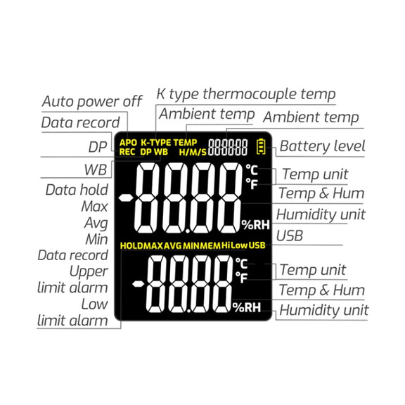 TASI TA622B USB Computer Connection Temperature Humidity Meter Digital Dew Point Thermometer