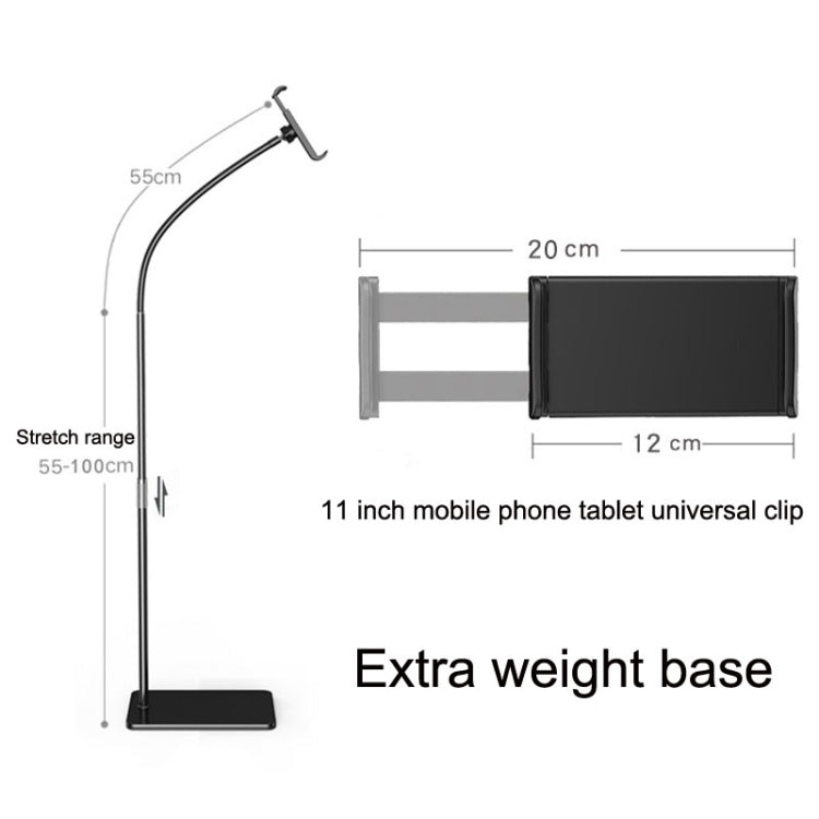 155cm Mobile Phone Tablet Live Broadcast Bedside Lifting Bracket Telescopic Floor Model (Black)