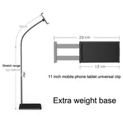 155cm Mobile Phone Tablet Live Broadcast Bedside Lifting Bracket Telescopic Floor Model (Black)