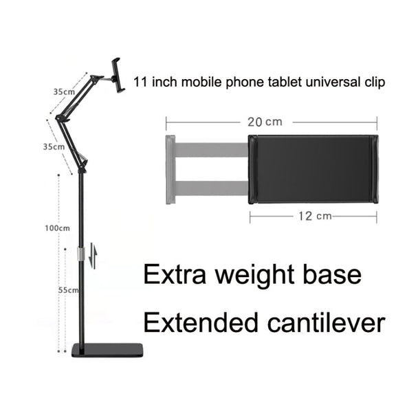 155cm Mobile Phone Tablet Live Broadcast Bedside Lifting Bracket Cantilever Floor Stand (Black)