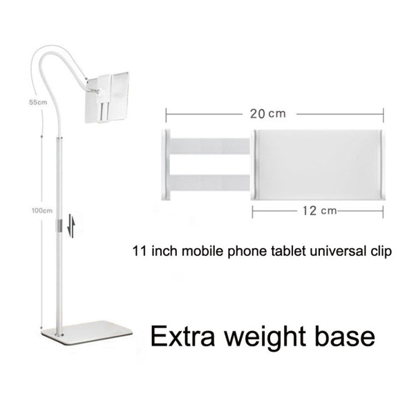155cm Mobile Phone Tablet Live Broadcast Bedside Lifting Bracket Telescopic Floor Stand (White)