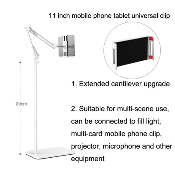 155cm Mobile Phone Tablet Live Broadcast Bedside Lifting Bracket Cantilever Floor Stand (White)