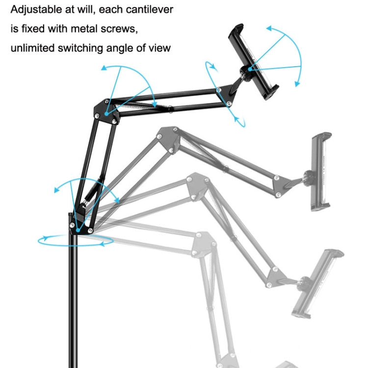 155cm Mobile Phone Tablet Live Broadcast Bedside Lifting Bracket Telescopic Floor Stand (White)