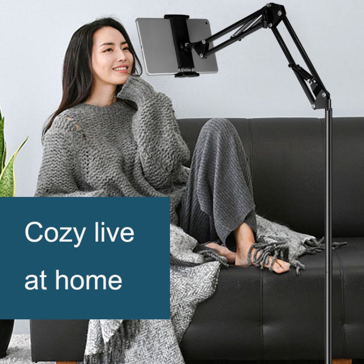 155cm Mobile Phone Tablet Live Broadcast Bedside Lifting Bracket Telescopic Floor Stand (White)