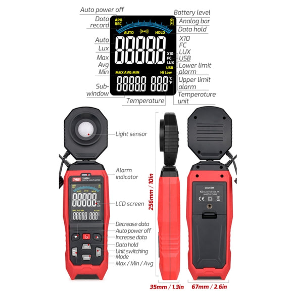 TASI TA632A Digital Illuminance Meter Lumen Tester Brightness Meter