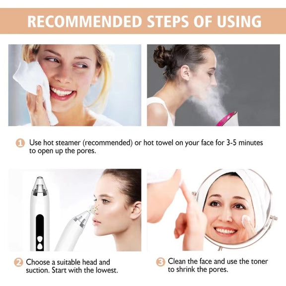 Blackhead Remover Vacuum Pore Cleaner Facial Deep Cleaning Beauty Tools(White)