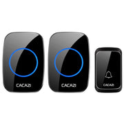 CACAZI A06-DC 1 to 2 Battery Smart Home Wireless Water-resistant Doorbell(Black)