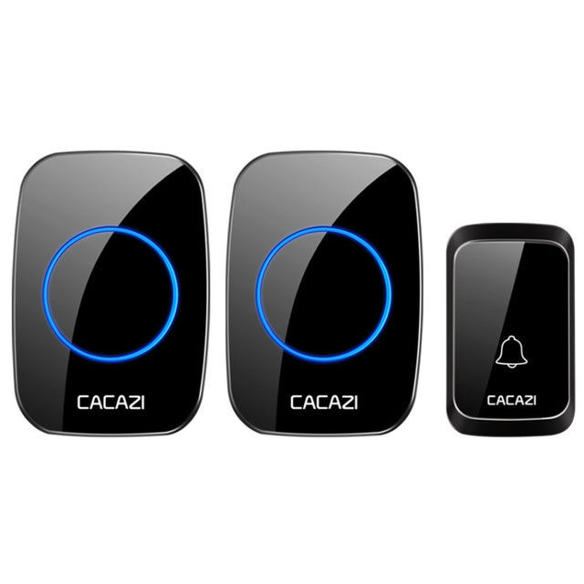 CACAZI A06-DC 1 to 2 Battery Smart Home Wireless Water-resistant Doorbell(Black)