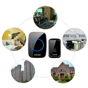 CACAZI A06-DC 1 to 2 Battery Smart Home Wireless Water-resistant Doorbell(Black)