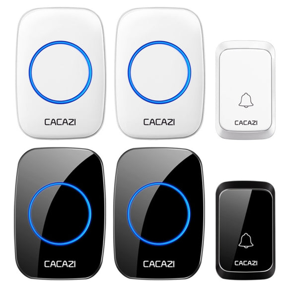 CACAZI A06-DC 1 to 2 Battery Smart Home Wireless Water-resistant Doorbell(Black)