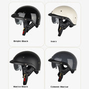SOMAN Motorcycle Half Helmet Adjustable Helmet With Inner Mirror, Size: M(White with Transparent Mirror)