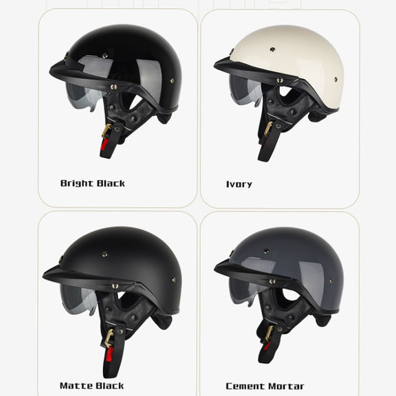 SOMAN Motorcycle Half Helmet Adjustable Helmet With Inner Mirror, Size: M(White with Transparent Mirror)