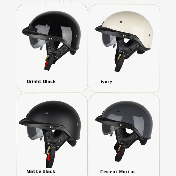 SOMAN Motorcycle Half Helmet Adjustable Helmet With Inner Mirror, Size: XL(Cement Gray with Transparent Mirror)
