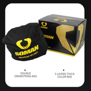 SOMAN Motorcycle Dual Lens Riding Peel-Off Full Coverage Helmet, Size: M(Bright Black Green)