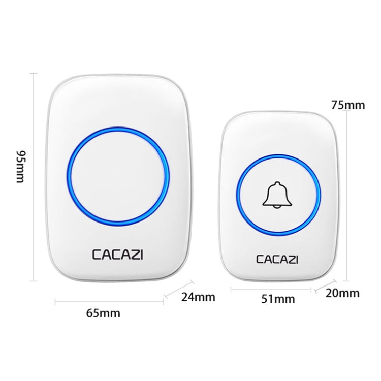 CACAZI A10DC 1 To 2 Battery Type Home Smart Water-resistant Electronic Wireless Doorbell(White)