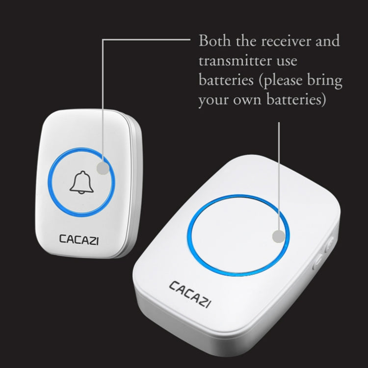 CACAZI A10DC 1 To 2 Battery Type Home Smart Water-resistant Electronic Wireless Doorbell(White)