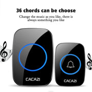 CACAZI A10DC 1 To 2 Battery Type Home Smart Water-resistant Electronic Wireless Doorbell(White)