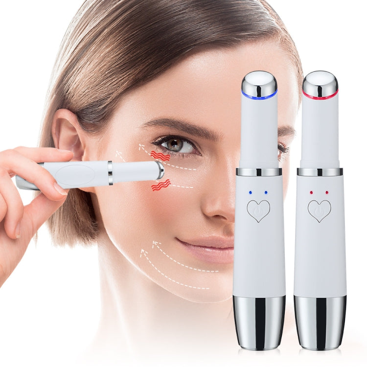 Eye Vibration Heating Massage Pen Removing Eye Wrinkle and Importing Massager Beauty Instruments(White)