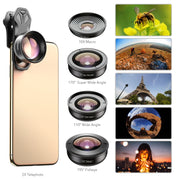 APEXEL APL-HB5 5 in 1 Wide Angle Macro Fisheye HD External Mobile Phone Lens(Set)