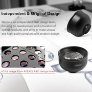 APEXEL APL-HB5 5 in 1 Wide Angle Macro Fisheye HD External Mobile Phone Lens(Set)