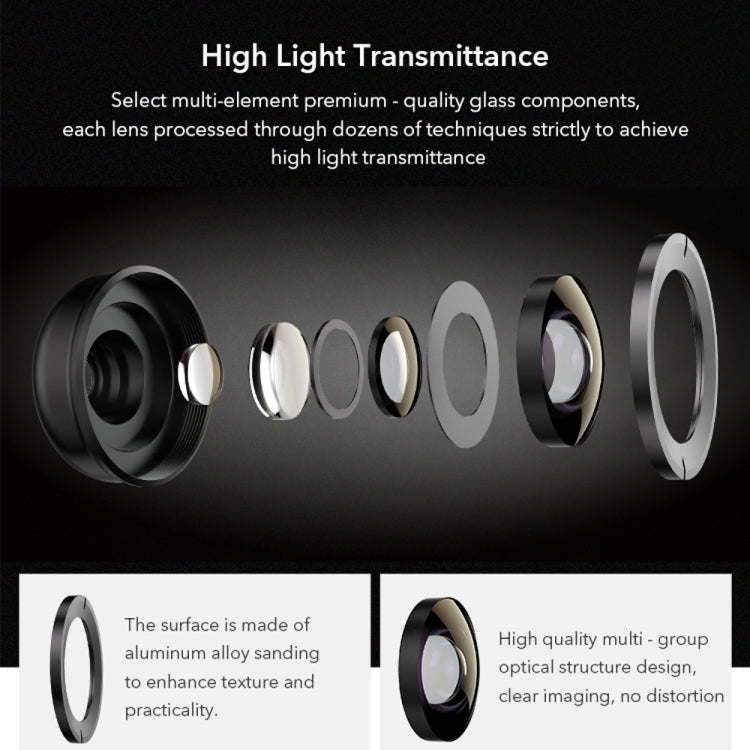 APEXEL APL-HB5 5 in 1 Wide Angle Macro Fisheye HD External Mobile Phone Lens(Set)