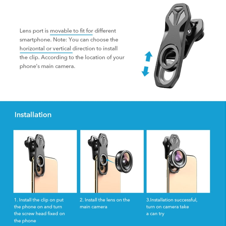 APEXEL APL-HB5 5 in 1 Wide Angle Macro Fisheye HD External Mobile Phone Lens(Set)