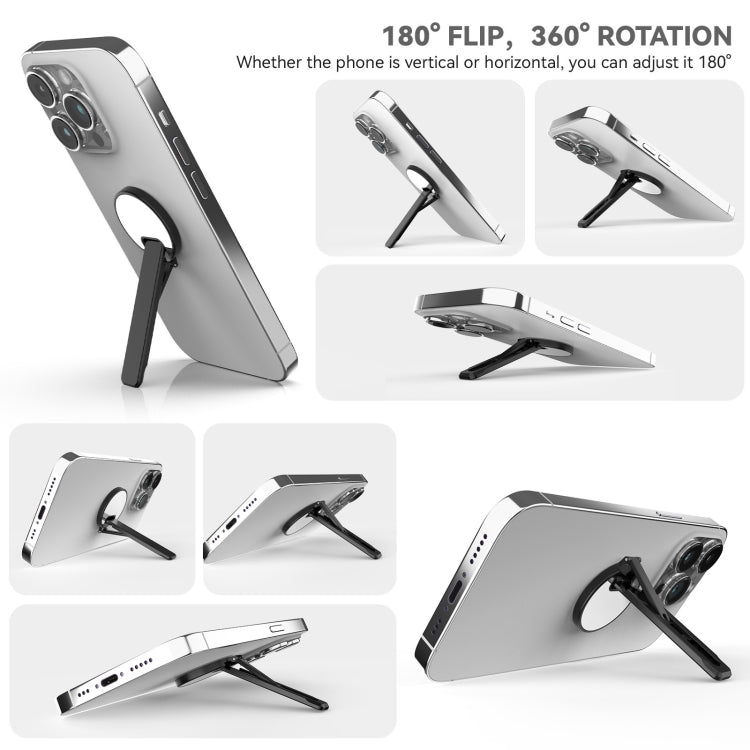 Aluminum Alloy Mobile Phone Bracket Ultra-thin Rotating Back Stick Lollipop Mirror Bracket(Black)