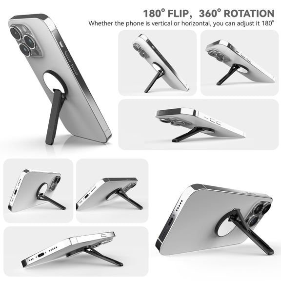 Aluminum Alloy Mobile Phone Bracket Ultra-thin Rotating Back Stick Lollipop Mirror Bracket(Black)