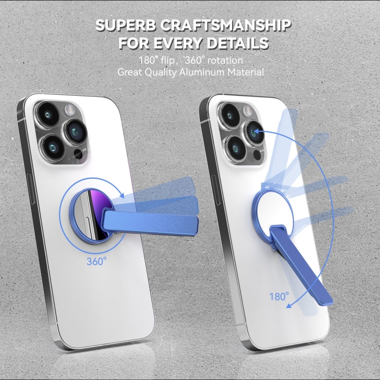 Aluminum Alloy Mobile Phone Bracket Ultra-thin Rotating Back Stick Lollipop Mirror Bracket(Blue)