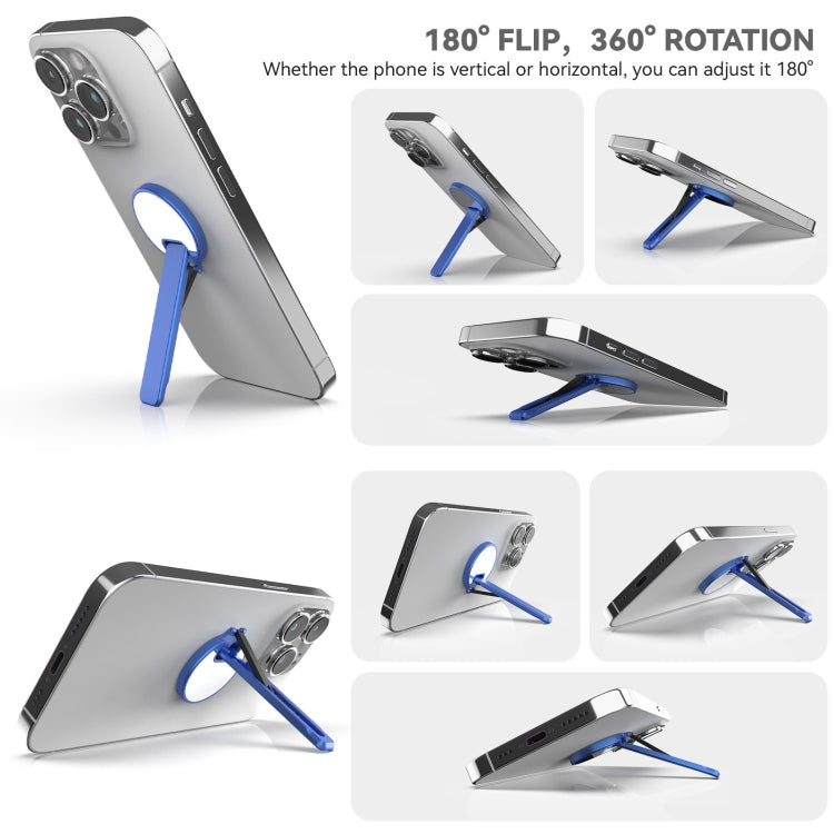 Aluminum Alloy Mobile Phone Bracket Ultra-thin Rotating Back Stick Lollipop Mirror Bracket(Blue)