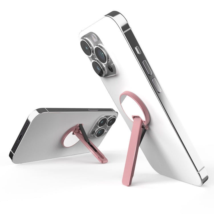 Aluminum Alloy Mobile Phone Bracket Ultra-thin Rotating Back Stick Lollipop Mirror Bracket(Pink)