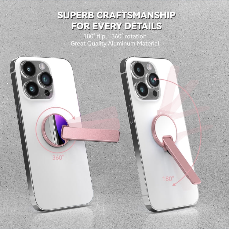 Aluminum Alloy Mobile Phone Bracket Ultra-thin Rotating Back Stick Lollipop Mirror Bracket(Pink)