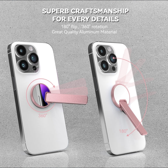 Aluminum Alloy Mobile Phone Bracket Ultra-thin Rotating Back Stick Lollipop Mirror Bracket(Pink)