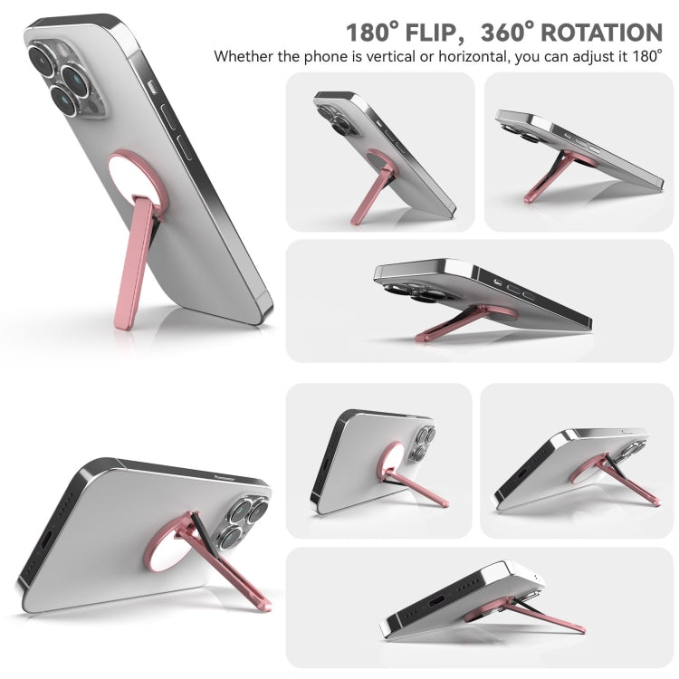 Aluminum Alloy Mobile Phone Bracket Ultra-thin Rotating Back Stick Lollipop Mirror Bracket(Pink)