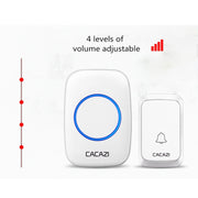 CACAZI A06-DC 1 To 1 Battery Type Smart Home Wireless Water-resistant Music Doorbell(White)