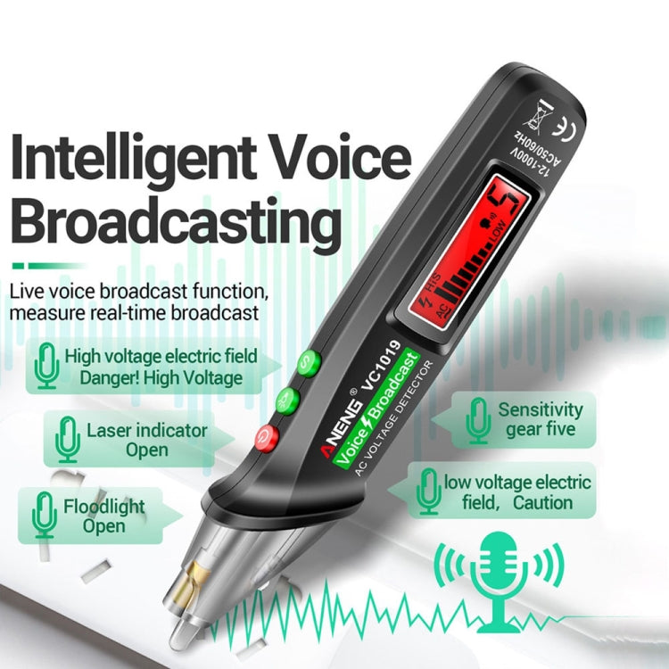 ANENG VC1019 Non-Contact Induction Electric Pen High-Precision Line Detection Breakpoint Voice Test Pen(Black)