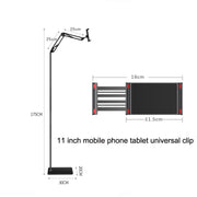 175cm Mobile Phone Tablet Live Broadcast Bedside Lifting Bracket Cantilever Floor Model (Black)
