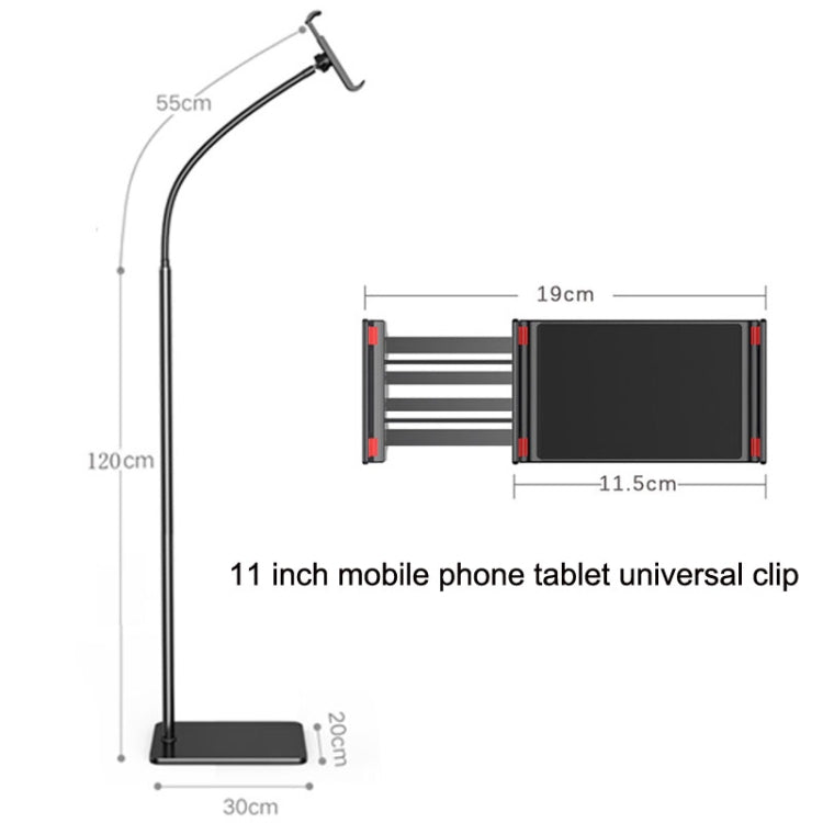175cm Mobile Phone Tablet Live Broadcast Bedside Lifting Bracket Floor Model (Black)