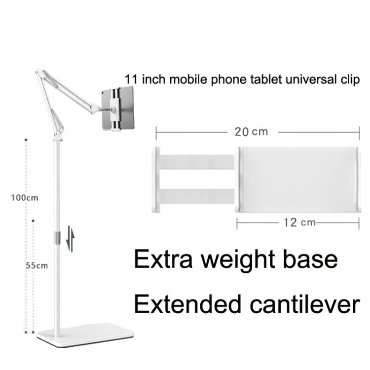 175cm Mobile Phone Tablet Live Broadcast Bedside Lifting Bracket Telescopic Cantilever Model (White)