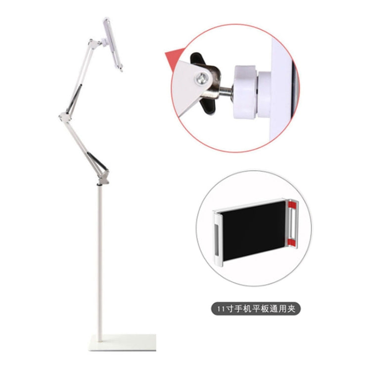 175cm Mobile Phone Tablet Live Broadcast Bedside Lifting Bracket Cantilever Floor Model (White)