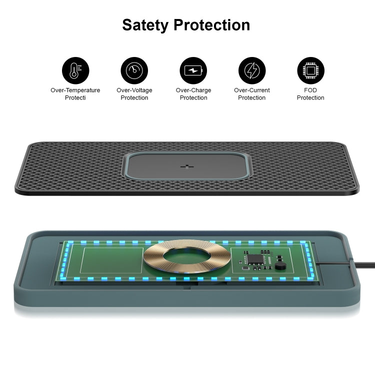 2 In 1 15W Car Mobile Phone Wireless Charger Non-slip Mat with Colorful Light USB Cable 1m