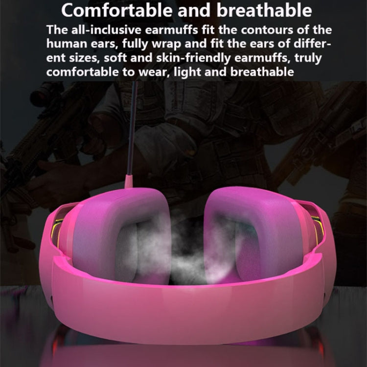 Ajazz AX368 Computer Game Audio Recognition RGB Headset 7.1 Channel Version (Pink)
