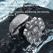 6 In 1 9 Knife Head Multifunctional USB Shaver Full Body Water Washing Shaver Men Hair Bald