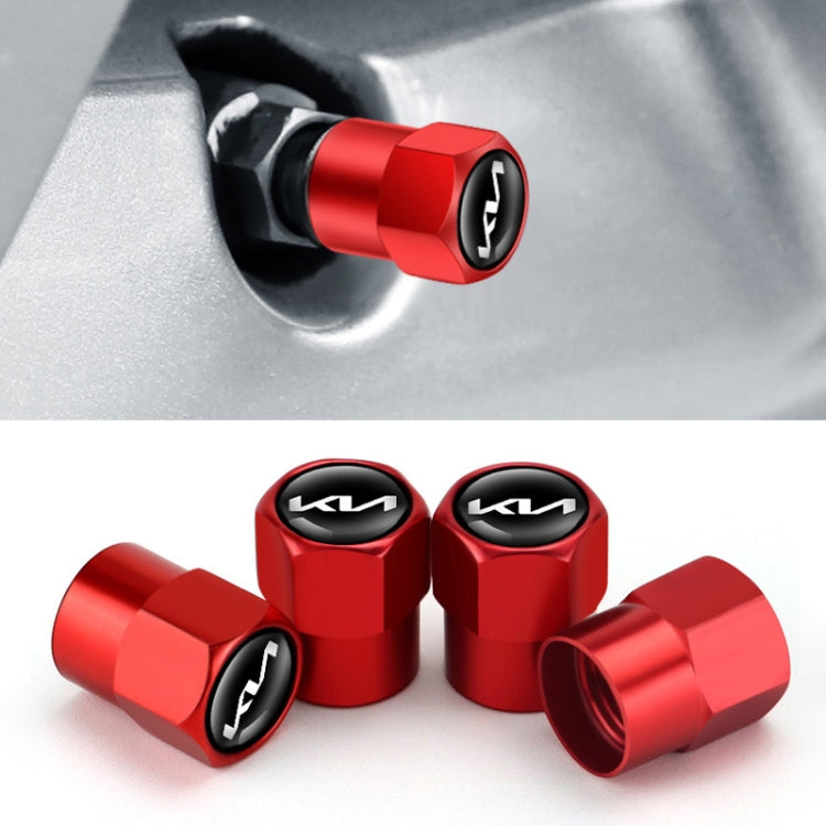 3sets/12pcs For KIA KN Car Tire Valve Core Decorative Metal Cap(Red)