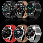 Sports Wellness Tracking Water-resistant Smart Call Watch With NFC Function, Color: Silver-Brown Leather