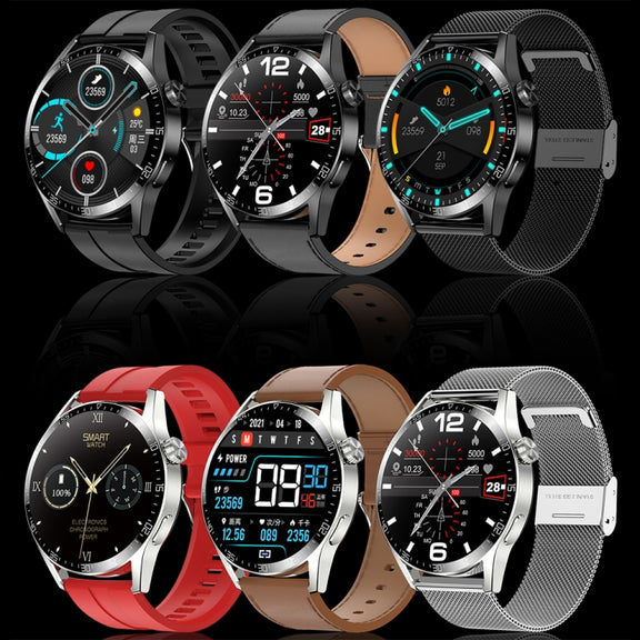 Sports Wellness Tracking Water-resistant Smart Call Watch With NFC Function, Color: Silver-Brown Leather