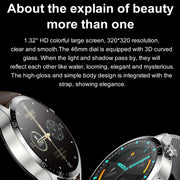 Sports Wellness Tracking Water-resistant Smart Call Watch With NFC Function, Color: Silver-Brown Leather