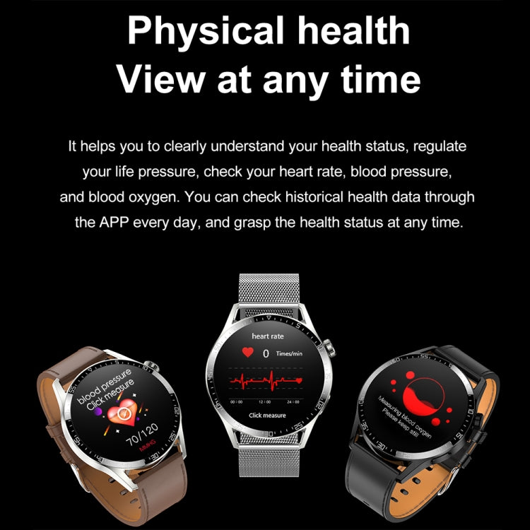 Sports Wellness Tracking Water-resistant Smart Call Watch With NFC Function, Color: Silver-Brown Leather