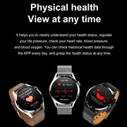 Sports Wellness Tracking Water-resistant Smart Call Watch With NFC Function, Color: Silver-Brown Leather