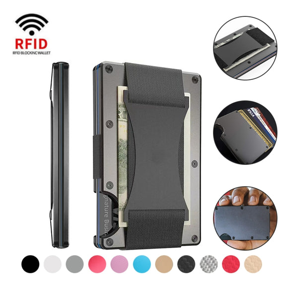 Credit Card Holder Wallets RFID Blocking Slim Metal Card Clip, Color: Coffee